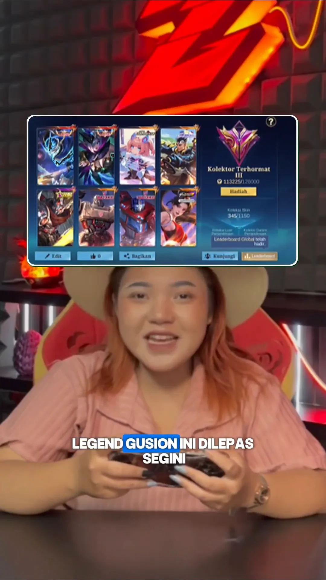 MLBB Legend Gusion + Legend Miya — Akun 354 Skin & 132 Hero