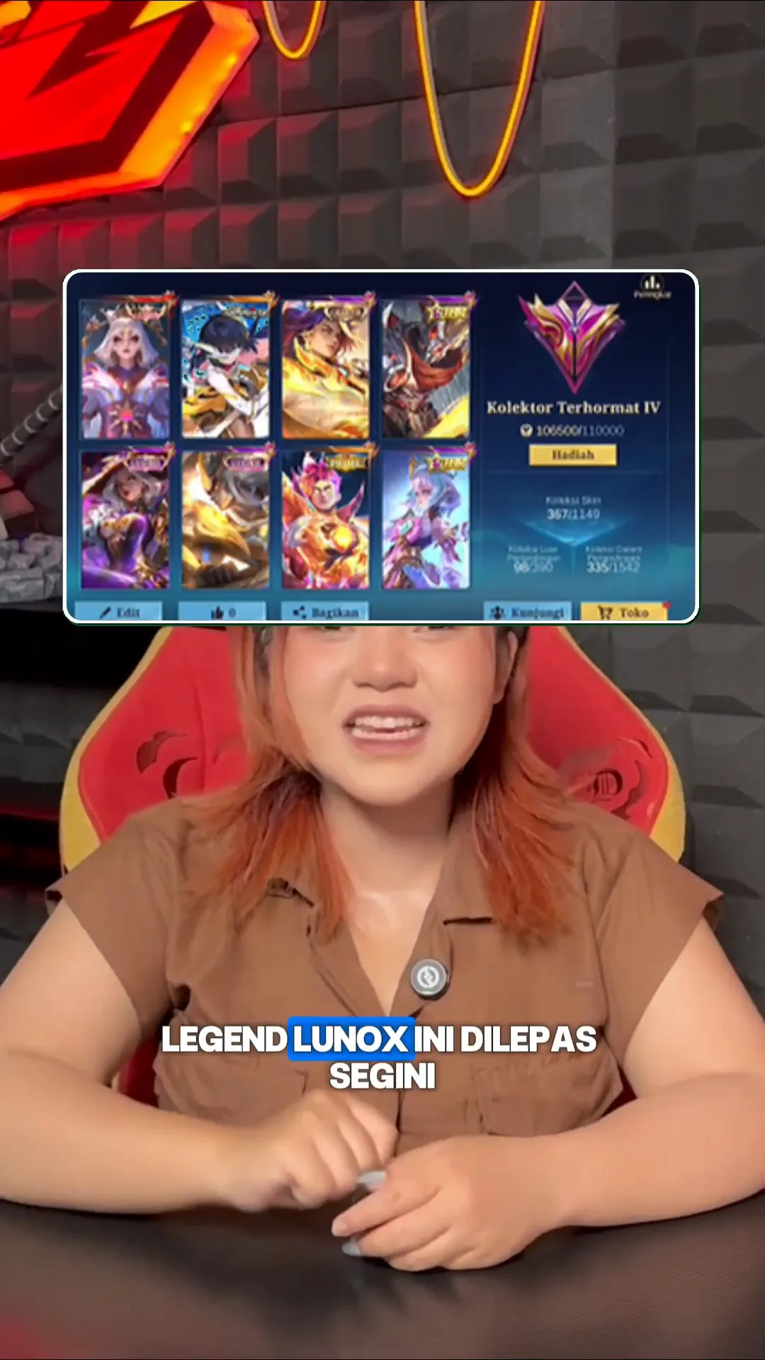 MLBB Legend Lunox + Collector Arlott — Akun 367 Skin & 133 Hero