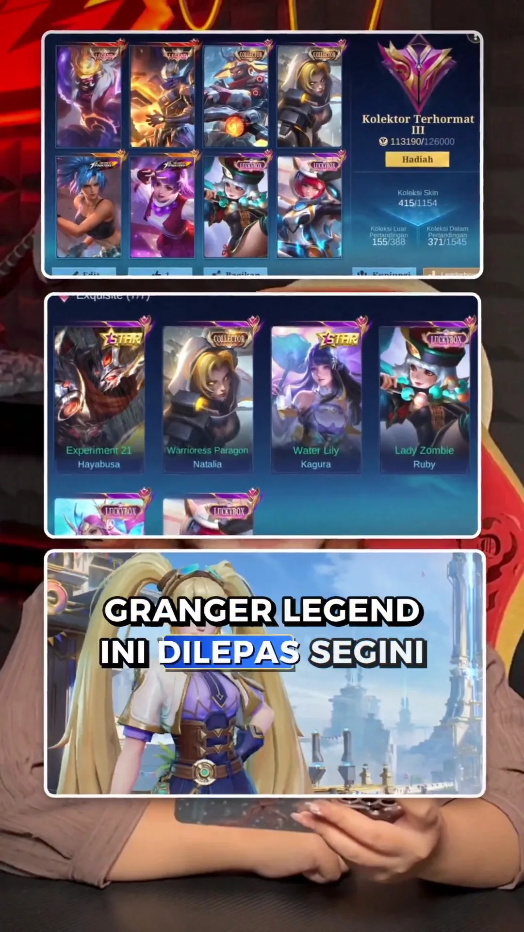 MLBB Granger Legend Dilepas di Zone! Total 415 Skin & 138 Hero