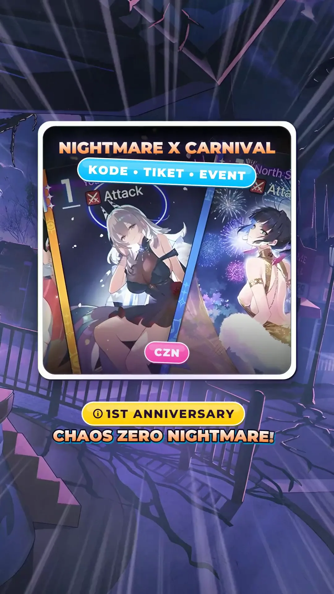 Anniversary Chaos Zero Nightmare! Ada 90 Kali Pull Banner Standar Gratis