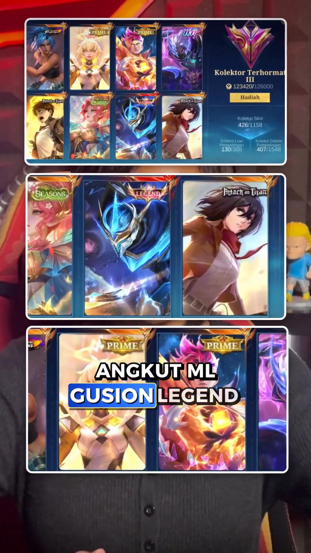 Akun MLBB Gusion Legend Dilepas di Zone: 426 Skin, YSS Collector, Emblem All Max