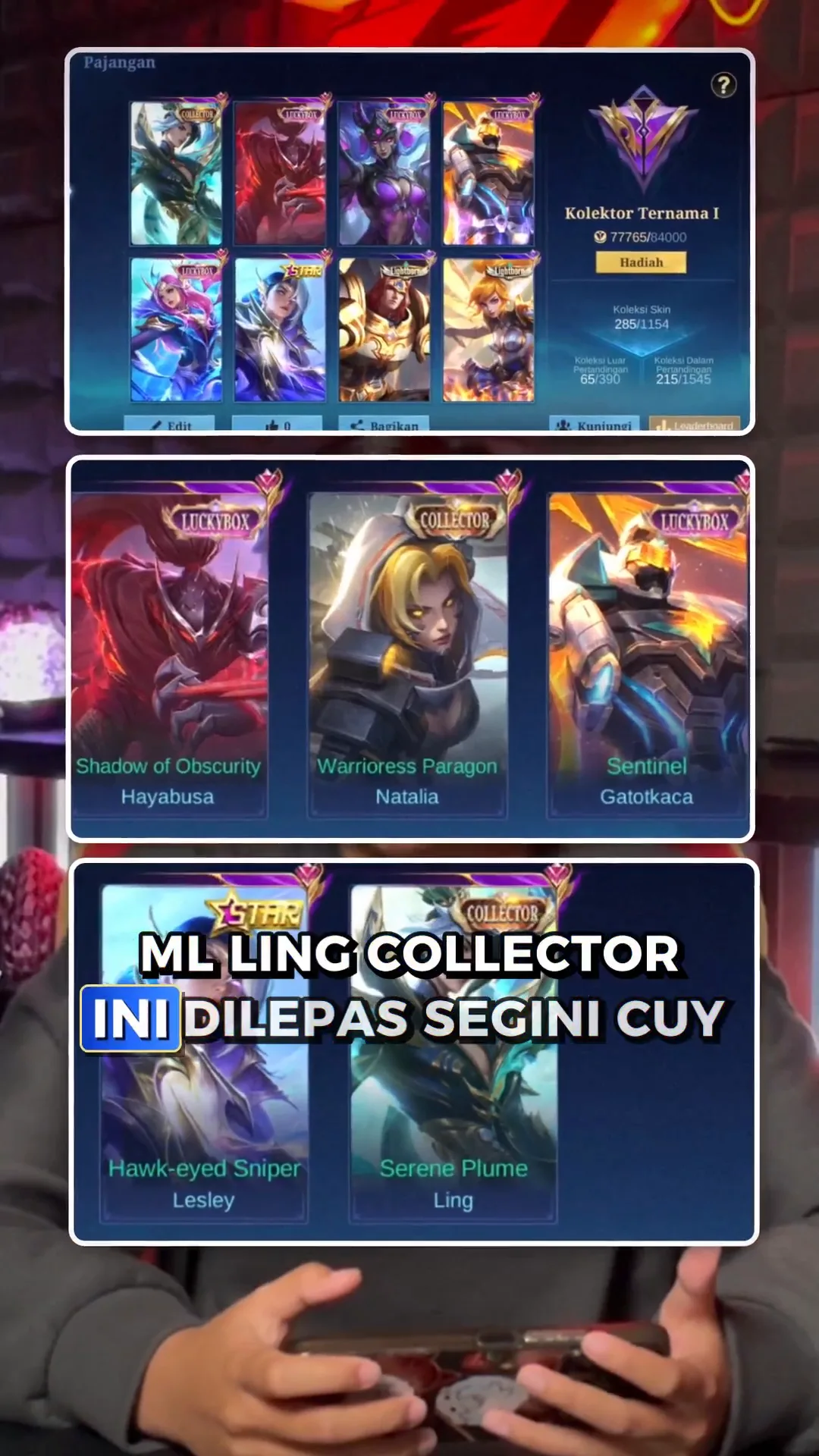 MLBB Ling Collector Dilepas 315 Ribu! Total 285 Skin + Emblem All Max