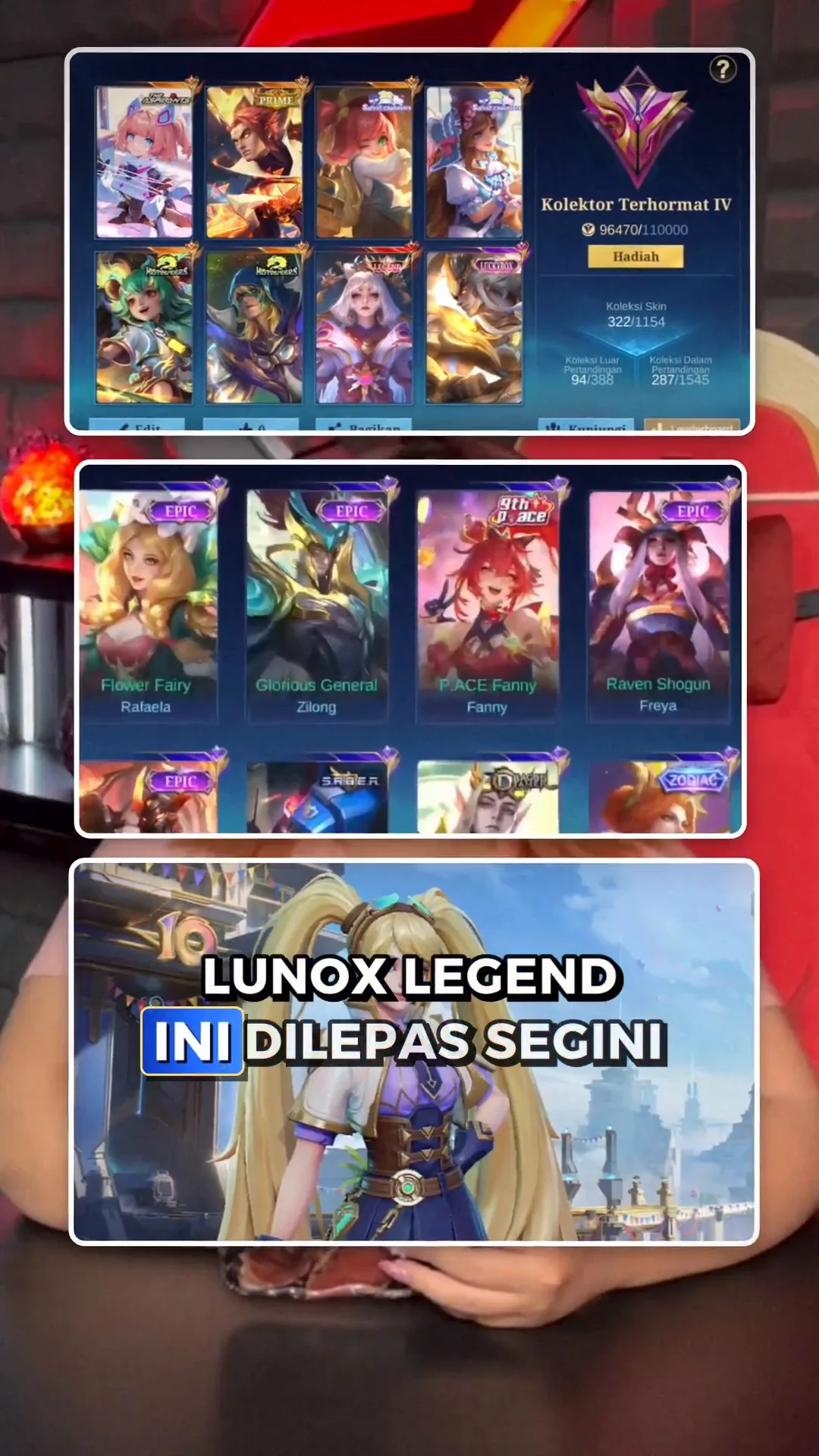 MLBB Lunox Legend Dilepas di Zone! Total 322 Skin + Recall Collab AOT